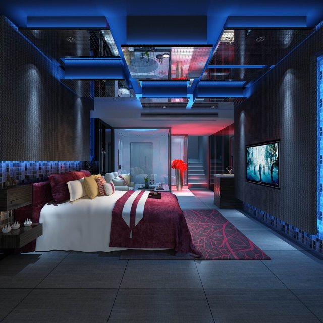 hotel room -9412 3D Модель .c4d .max .obj .3ds .fbx .stl .blend 