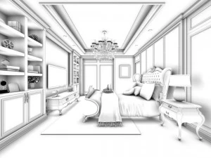 вітальня - американський стиль-9410 3D Модель