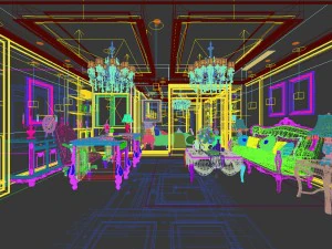 вітальня - американський стиль-9410 3D Модель