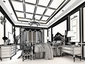 bedroom - american style -9403 Modelo 3D