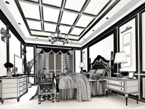 bedroom - american style -9403 3D Model
