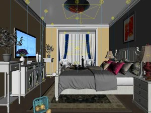 bedroom - american style -9408 3D Model