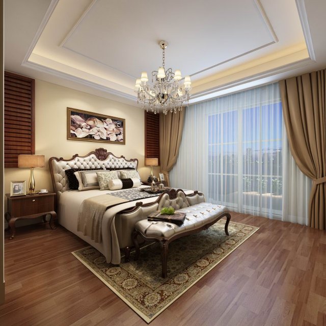 bedroom - american style-9415 3D Model .c4d .max .obj .3ds .fbx .stl .blend 