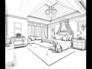 bedroom - american style-9418 3D Модель
