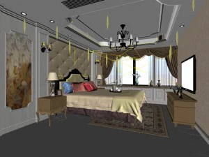 bedroom - european style -9401 3D Model