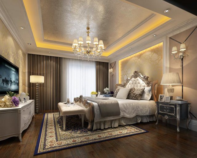 bedroom - european style -9403 3D 模型 .c4d .max .obj .3ds .fbx .stl .blend 
