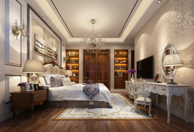 bedroom - european style -9404 Modèle 3D .c4d .max .obj .3ds .fbx .stl .blend 