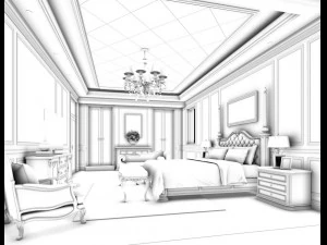 bedroom - european style -9406 3D Model