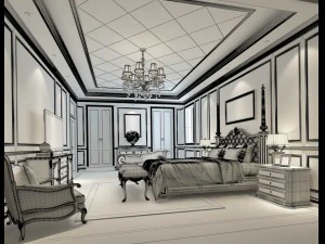 bedroom - european style -9406 3D Model
