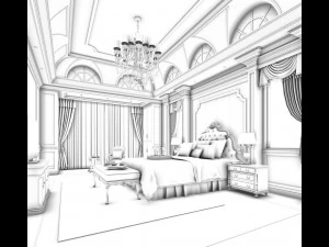 bedroom - european style -9409 3D Model
