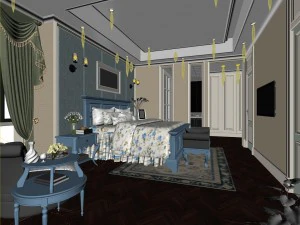 bedroom - european style-9411 3D Model