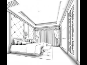 bedroom - european style-9414 3D Model