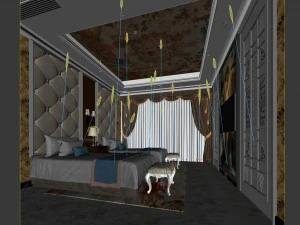 bedroom - european style-9414 3D Model