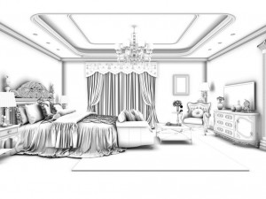 bedroom - european style-9421 3D मॉडल