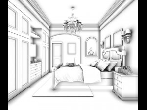 bedroom - european style -9426 Modèle 3D