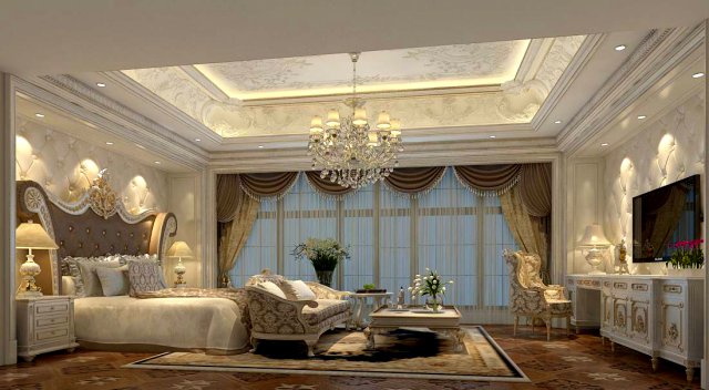 bedroom - european style-9431 3D Model .c4d .max .obj .3ds .fbx .stl .blend 
