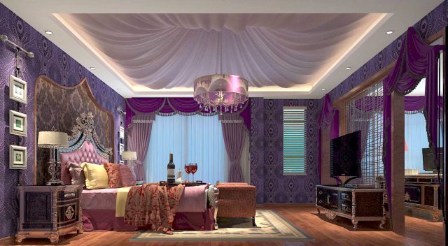 bedroom - european style-9432 3Dモデル .c4d .max .obj .3ds .fbx .stl .blend