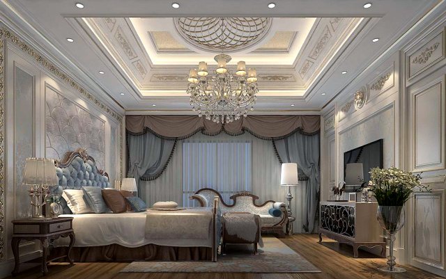 bedroom - european style-9435 3D Model .c4d .max .obj .3ds .fbx .stl .blend 