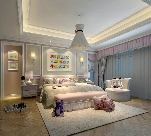bedroom - european style-9437 3D 모델 .c4d .max .obj .3ds .fbx .stl .blend 