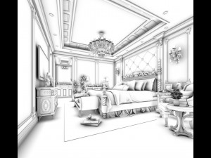 bedroom - european style-9438 3D 모델