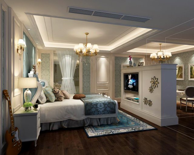 bedroom - european style -9442 3D Model .c4d .max .obj .3ds .fbx .stl .blend 