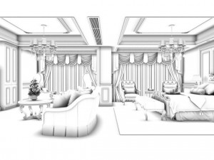 bedroom - european style -9445 3D Model