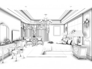bedroom - european style -9446 3D Модель