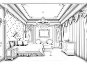 bedroom - european style -9449 3D Model