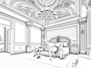bedroom - european style -9451 3D Model