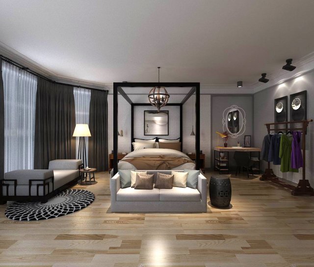 bedroom - modern style -9402 Modelo 3D .c4d .max .obj .3ds .fbx .stl .blend 