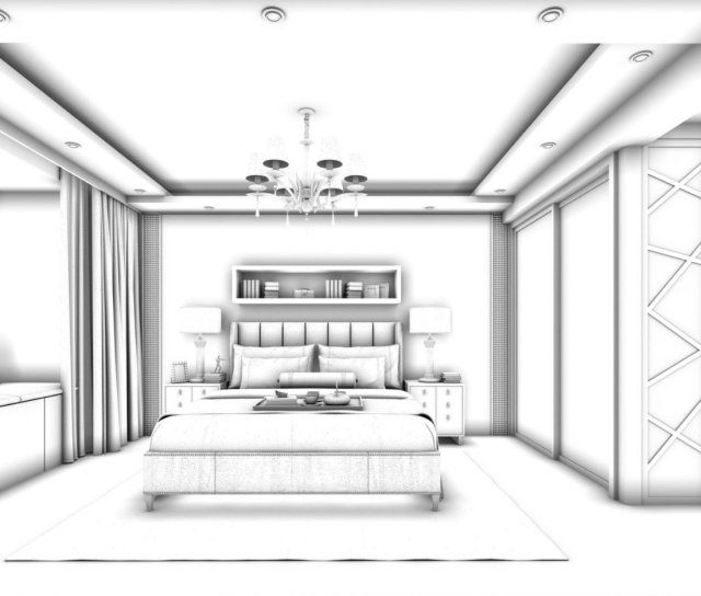 bedroom - modern style -9406 3D Model .c4d .max .obj .3ds .fbx .stl .blend 
