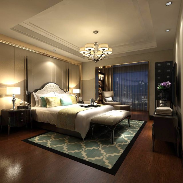 bedroom - modern style -9407 3D Model .c4d .max .obj .3ds .fbx .stl .blend 