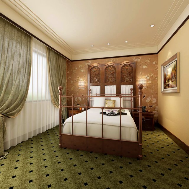 bedroom - modern style -9412 3D Model .c4d .max .obj .3ds .fbx .stl .blend 