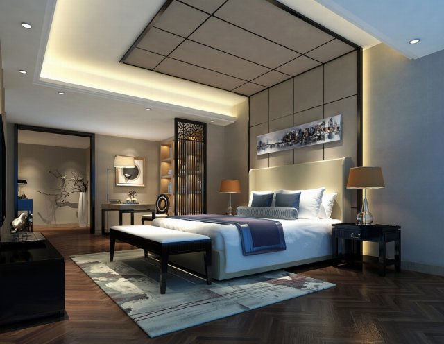 bedroom - modern style -9422 3D Модель .c4d .max .obj .3ds .fbx .stl .blend 