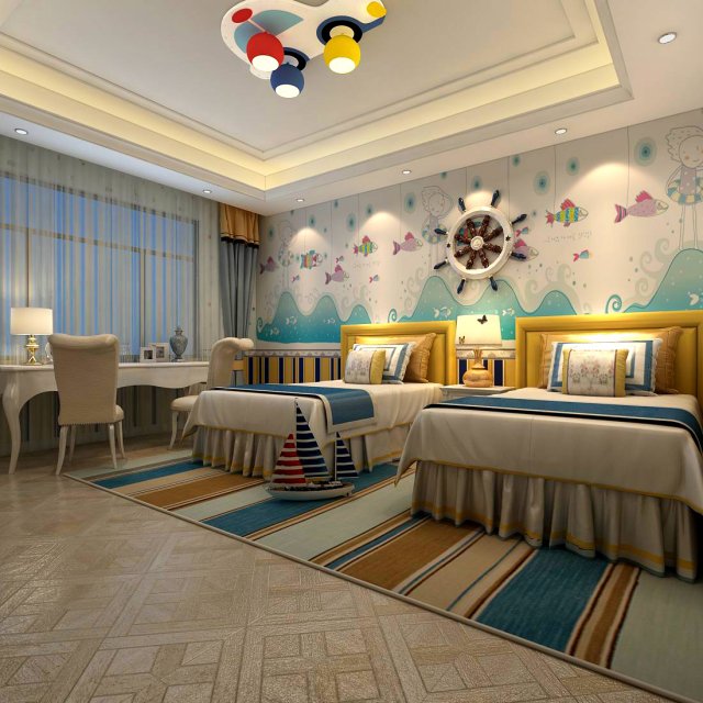 bedroom - modern style -9426 Model 3D .c4d .max .obj .3ds .fbx .stl .blend 