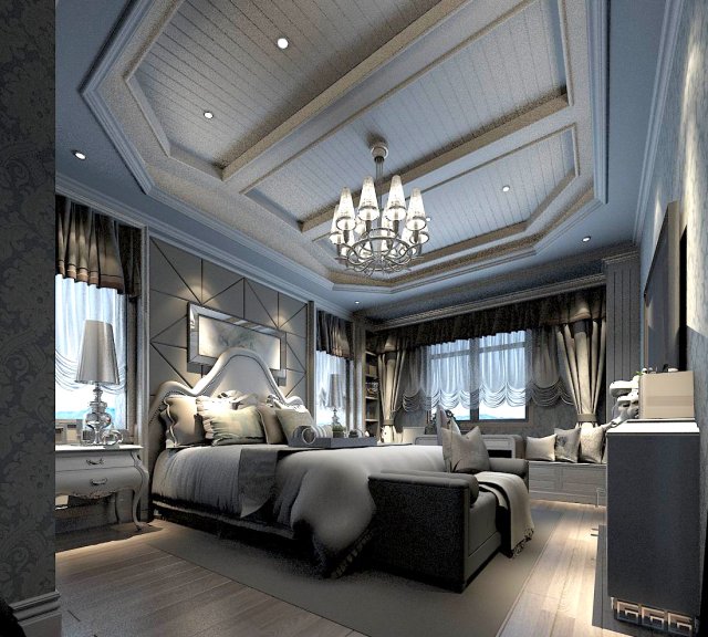 bedroom - modern style -9433 3D Модель .c4d .max .obj .3ds .fbx .stl .blend 