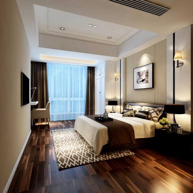 bedroom - modern style - 9438 3D Model .c4d .max .obj .3ds .fbx .stl .blend 