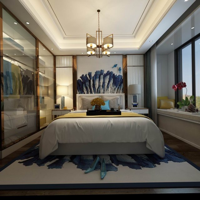 bedroom - modern style -9445 Modello 3D .c4d .max .obj .3ds .fbx .stl .blend 