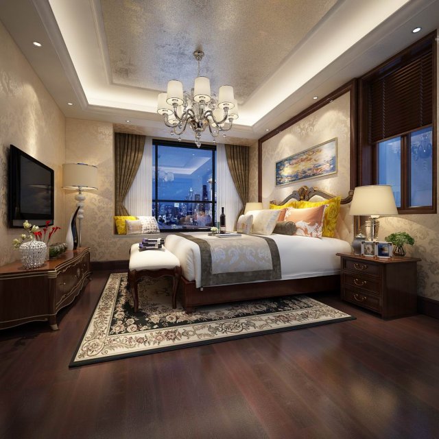 bedroom - modern style -9447 3D 模型 .c4d .max .obj .3ds .fbx .stl .blend 