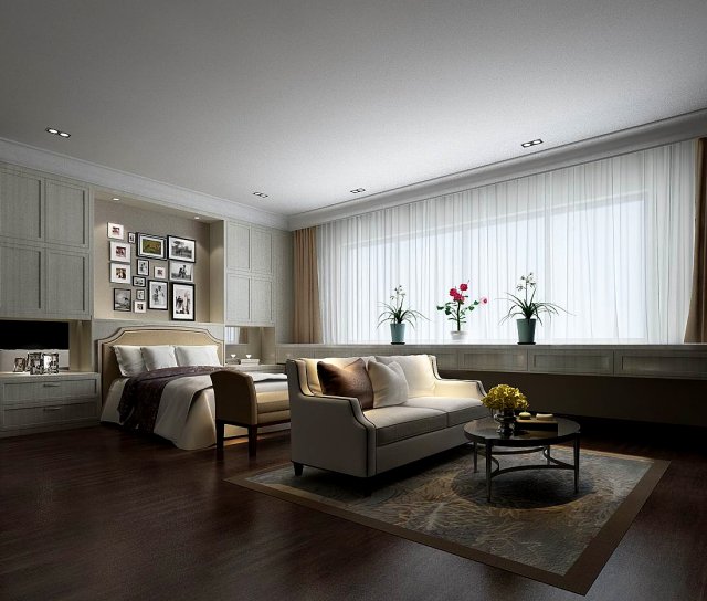 bedroom - modern style -9454 Model 3D .c4d .max .obj .3ds .fbx .stl .blend 