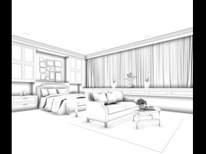 bedroom - modern style -9454 Model 3D