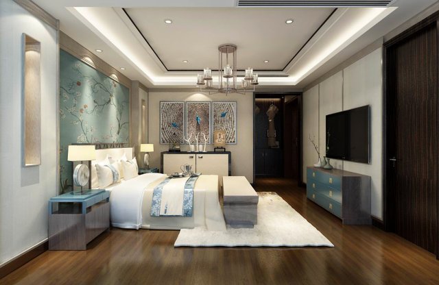 bedroom - modern style -9457 Model 3D .c4d .max .obj .3ds .fbx .stl .blend 