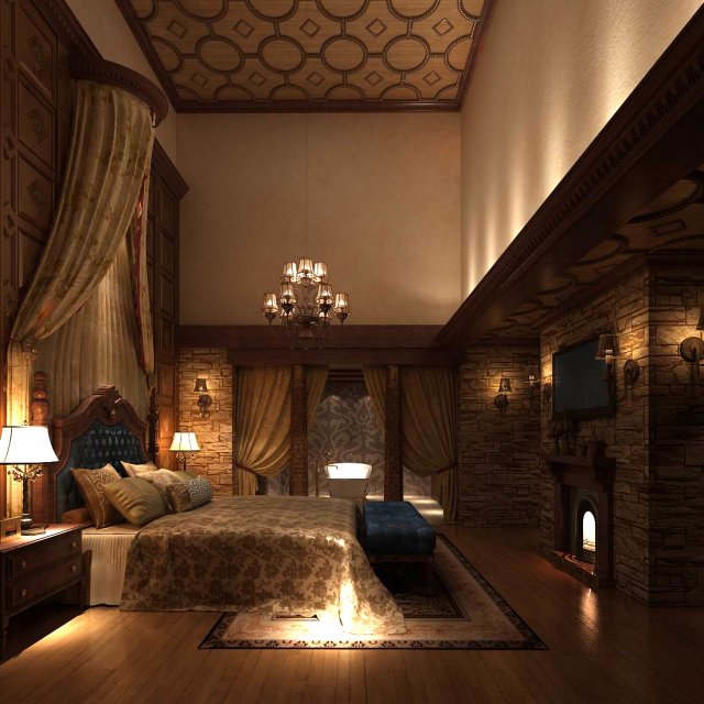 bedroom - chinese style -9404 3D 모델 .c4d .max .obj .3ds .fbx .stl .blend 