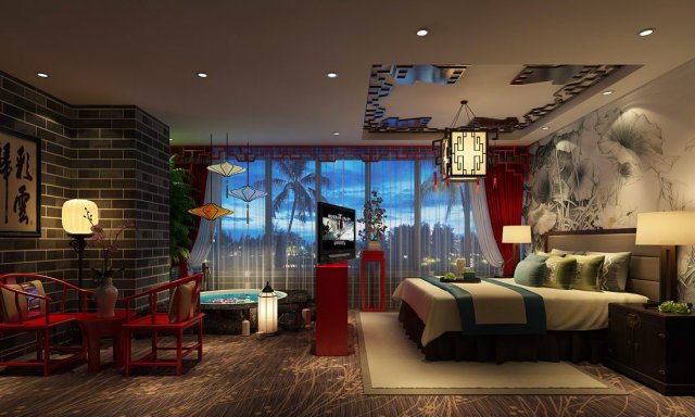 bedroom - chinese style -9408 3D 모델 .c4d .max .obj .3ds .fbx .stl .blend 
