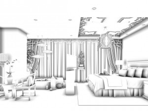 bedroom - chinese style -9408 3D 모델