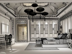 bedroom - chinese style -9414 Modèle 3D