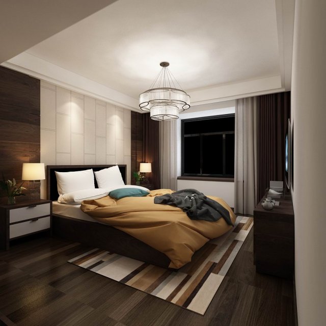 bedroom - chinese style -9417 3D Модель .c4d .max .obj .3ds .fbx .stl .blend 