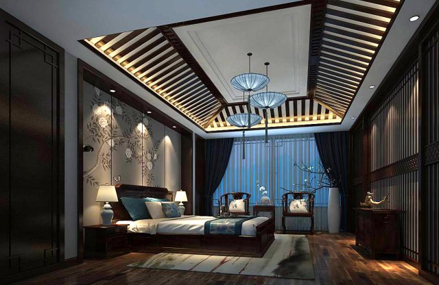 bedroom - chinese style -9419 Modèle 3D .c4d .max .obj .3ds .fbx .stl .blend 