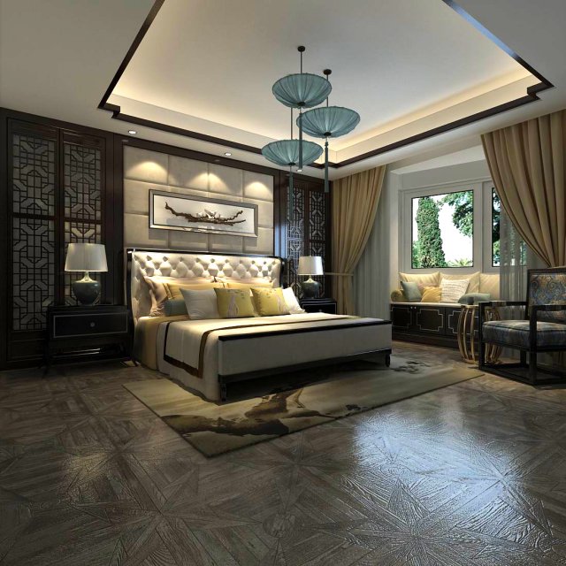 bedroom - chinese style -9421 3D Model .c4d .max .obj .3ds .fbx .stl .blend 