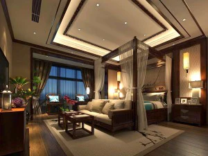 camera da letto - stile cinese -9422 Modello 3D